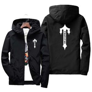 Herrjackor Hooded Trapstar London Print Custom Made Solid Color Men Zipper Hoodie Jacket British Style Fashion Man Sportswear 220926