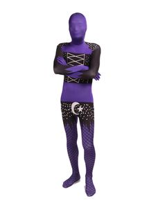 BlackPurple-medias de malla para Halloween, disfraz de Catsuit Lycar spandex, traje Zentai de cuerpo entero, disfraces de escenario, mono de fiesta para club