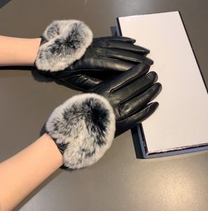 CH designer gloves leather glove ladies sheepskin rabbit fur winter mitten for women official replica Counter quality European size T0P quality 002