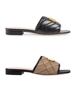 2022SS Damenmode-Designer, flache Hausschuhe, Mädchen, kausale Gummipantoletten, gesteppte Canvas-Slip-On-Sandalen