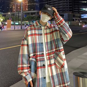 Jackets masculinos Privathinker Autumn Moda Plaid Turn Down Windbreaker estilo coreano casual masculino casacos 220927