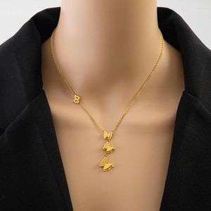 Catene in acciaio inossidabile 316L 2 strati opachi molte farfalle charms catena collana girocollo per le donne moda gioielleria regalo di compleanno