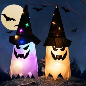 LED-Halloween-Dekoration, blinkendes Licht, Gypsophila-Geist, Festival, Dress Up, leuchtender Zauberer, Geisterhut, Lampe, Dekor, Hängelaterne FY3937 P0927
