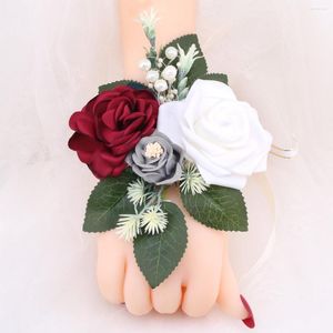 Dekoracyjne kwiaty Druhna Perła Perła Big Bray Flower Wedding Symulacja panna młoda ręcznie robiona siostrzana grupa uroczystość przyjęcia SW648