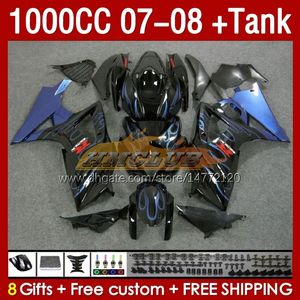 Fairings Tank for Suzuki GSXR 1000 CC K7 GSXR-1000 GSXR1000 07 08 Bodys 158NO.45 1000cc GSX R1000 2007 2008 Bodywork GSX-R1000 2007-2008 Zestaw pełny Fairing Flames