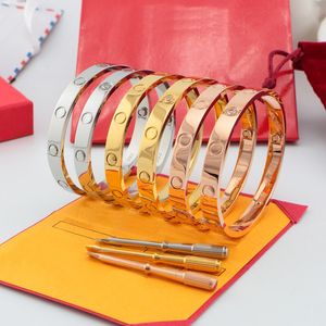 Schroefbakken 316L titanium liefde armbanden bangle zilveren rosé goud armband roestvrij staal vrouwen mannen schroevendraaier designer armband paar sieraden