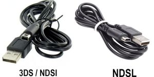 Svart 1,2 m USB -laddningsladdningskabel för Nintendo 3DS NDSI XL LL DSI DS Lite DSL NDSL Game Console Power Charge Line