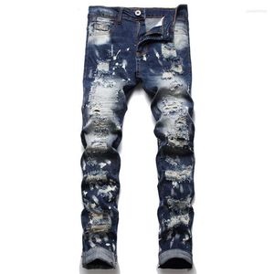 Herren Jeans Herren Männer Jean Homme Streetwear Rippte Freund Denim Hosen Trend Brandhose für lässige, solide Biker zerstört