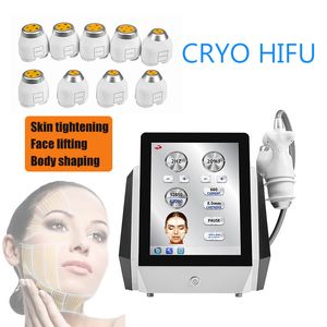 Zayıflama Makinesi 2 In 1 Cryo Hifu Yüksek Yoğunluklu Odaklı Ultrason Yüz Kaldırma Cilt Asansörü 62000 Çekimler FDA CE Kıvırcık