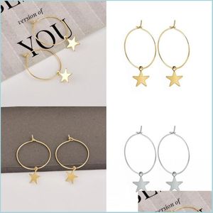 Hoop Huggie Five Pointed Star Earrings Women Street Fashion Gold Sier Plated Trend Ear Hoop Ring Jewelry Simplicity Drop Delivery 202 Dhgie