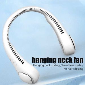 Elektriska fläktar Portable Neckmonterad fläkt USB-uppladdningsbar Mini Lazy Neck Bladless Cooler Wearable Neckband Cooling Fan för hemmakontoret utomhus T220924