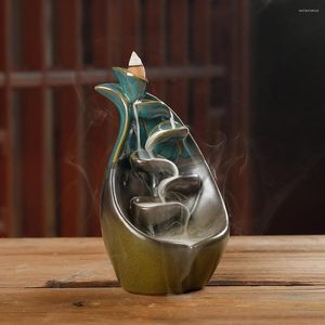 Fragrance Lamps Creative Ceramic Smoke Waterfall Incense Burner Calm Mood Backflow Censer Holder For Desk Home Decor