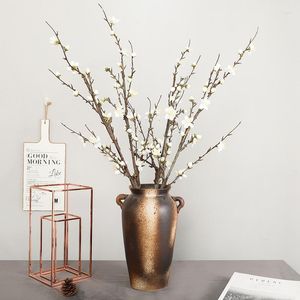Dekorativa blommor Produkt 54 cm Single Pink Winter Plum Branch Artificial Flower Home Decoration Vase Arrangement El
