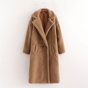 2022 Fashion Winter Jacket Women Solid Thick Warm Soft Fluffy Fleece Trench Coat Female Oversized Single Breasted Long Outerwear