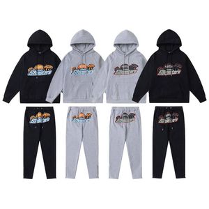 Mens Trapstars Tracksuits 바지 세트 디자이너 후드 스트리트웨어 스웨트 셔츠 자수 양털 까마귀 스웨터 닫는 지퍼 남자