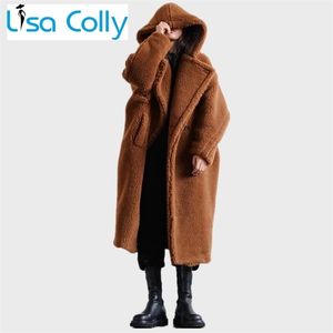 Womens Fur Faux Women Winter Parka 5XL Size Long Sleeve Loose Coat Jacket Thick Mink With Hooded Warm Overcoat 220927