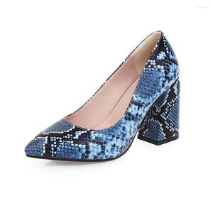 Dress Shoes Women PU High Heeled Pumps Snakeskin Leather Sexy Pointed Toe Brand Design Party Spring Summer Woman