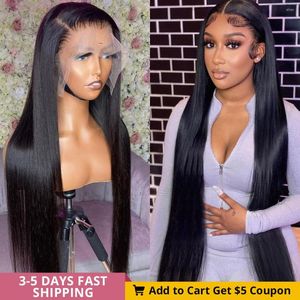 Bone Straight Human Hair Wig HD Transparent 13x4 Lace Front Wigs Pre Plucked 4x4 Closure 40inch Glueless