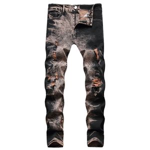 Jeans da uomo Mens Trendy Tie dye Jeans strappati Pantaloni di alta qualità Slim fit Stretch Street Fashion Pantaloni casual quotidiani sexy 220927