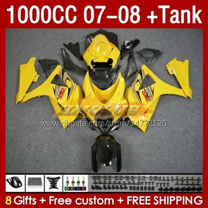 FAIRINGS TANK FÖR SUZUKI GSXR 1000 CC K7 GSXR-1000 GSXR1000 07 08 BODS 158NO.50 1000CC GSX R1000 2007 2008 BOODYWORK GSX-R1000 2007-2008 FULL FAIRING KIT GULT STOCK