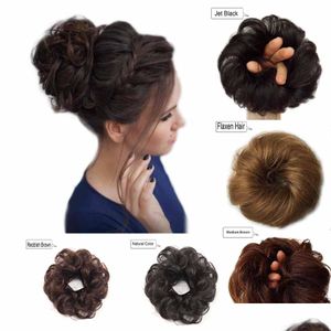 Human Chignons Human Hair Bun Messy Extensions Wavy Curly Wedding Pieces For Women Kids Updo Donut Chignons Drop Delivery Toptrimmer Dhpux