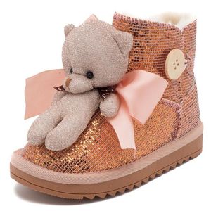 Laarzen kinderschoenen casual baby schoenen kinderen herfst winterbeer glitter sneeuw warmfleece e13854