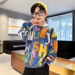 Pullover Spring And Autumn Boys Sweatshirt Cartoon Letter Printed Cotton Long Sleeve Top O neck Youth Casual 220924