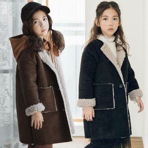 코트 걸스 여자 한국어 버전의 겨울 소녀 긴 두꺼운 따뜻한 벨벳 재킷 어린이 의류 패션 두꺼운 코트 220927