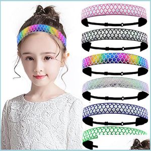 Headbands Lady Yoga Headbands Adjusted Mermaid Fish Scales Belt Ripple Toddler Women Headwear Scarf Accessories Elastic A Dhgirlsshop Dhf9G