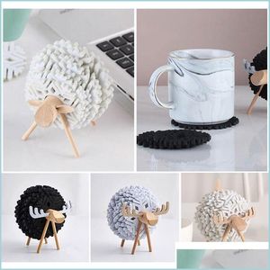 Mats Pads Elk Felt Ornaments Insation Coasters Decorativo Pratico Insated Assorbente Cute Elks Fai da te Irregar Drop Delivery 2021 Home Dhawj