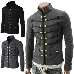 Erkek Ceketler Erkekler Vintage Steampunk Gotik Giyim Düz Renk İşlemeli Düğme Ceket Victoria Punk Coat Smokin Takım M T220926