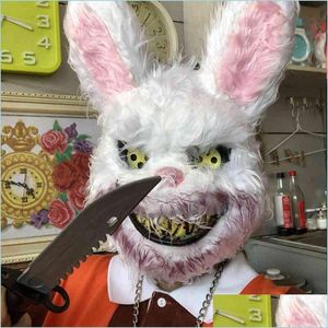 Ürpertici Kurt Maskesi toptan satış-Parti Maskeleri Korkunç Bloody Bunny Wolf Bear Peluş Maske Cadılar Bayramı Partisi Cosplay Kostüm Sahibi Çocuklar İçin Ürpertici Kafa ADTS DROY TESLİM DHF68
