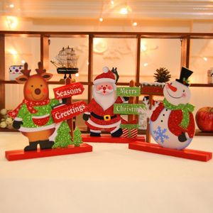 Christmas Decorations Creative Wooden English Letter Santa Claus Snowman Mini Ornament Gift Toy Home Decoration Accessories