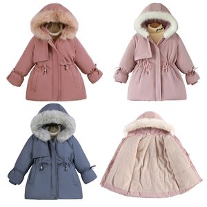 Jackets Girls 2-8 Years Winter Children Thickened Down Warm Outerwear Kids Hooded Fur Collar Jacket Boys Girl Party Coats 220928