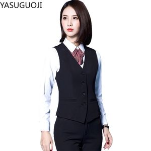 Kvinnors västar Yasuguoji Fashion Business Slim Fit Women ol V Neck Formal Office Ladies Coat Plus Size Wear Wear Uniforms 220928