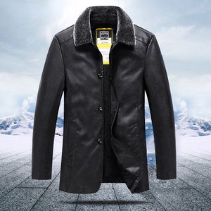 Neue Männer Leder Jacke Samt Stehkragen Warme Dicke Herren Motorrad PU Jacken Windjacke Solide Outwear Mäntel Plus Größe