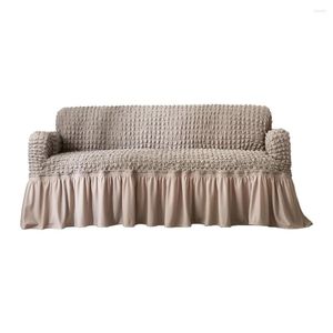 Campa de cadeira Capa de sofá de luxo 3D Pipoca moda deslizamento de alta elasticidade de elasicidade universal Caso protetor de sofá com saia cinza claro