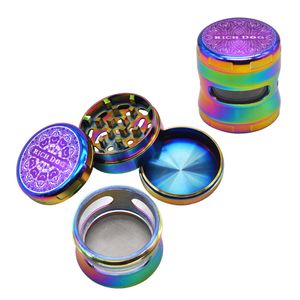 Rökningstillbehör Wee Grinder Alloy Metal Rainbow Grinder 50mm 4 Piece Sharp Diamond Teeth Tobacco Bong