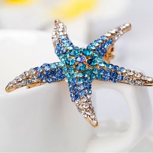 Kristall Marine Tier Seestern Brosche Pin Business Anzug Tops Corsage Strass Broschen für Frauen Männer Mode Schmuck Kleidung