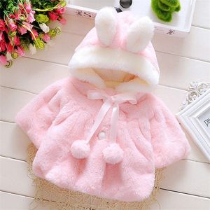 Coat Brand Winter born Toddler Infant Child Kid Baby Girl Fur Hooded Cloak Jacket Snowsuit Outerwear Adorable Cloth 220927