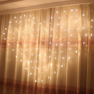 Strings w kształcie serca wróżka kurtyna sznurka światła 2m 1,5m 124 diody LED Valentine Xmas świąteczne przyjęcie weselne wystrój girlandy