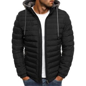 Men's Down Parkas Men Winter Coat Solid Hooded Cotton Jacket Detachable Hat Padded Cardigan Drawstring Streetwear 220928