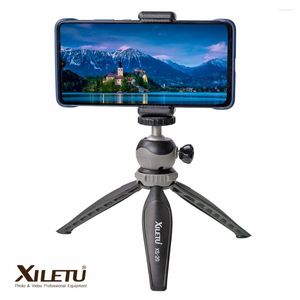 Tripodlar Xiletu XS-20 Mini Masaüstü Küçük Telefon Stand Masa Masta Tipod Vlog aynasız kamera Sıkıştırılabilir Top Head ile Akıllı