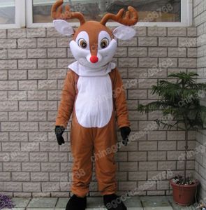 Performance Brown Deer Mascot Costume Halloween Natal Fanche Fanche Party Cartoon Personagem To￧o Carnaval Unissex Adultos Roupa