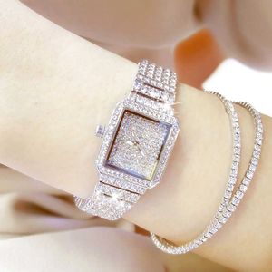 Zegarki damskie Kamery kopułkowe Montre Femme 2022 Pełny diament Kwarcowy Kobiety Srebrne zegarki Luksusowa marka Kryształ kwadratowy Zegarek damski Rhinestone Ladies T220926