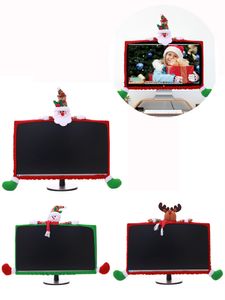 Świąteczny monitor komputerowy Cover Santa Snowman Reindeer Home Office Decor TV Screen Protector Pył Phjk2209