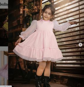 Kız Elbiseleri Polka Dotlar Kızlar Kış Sonbahar Uzun Kollu Tutu Doğum Günü Partisi Kız için Zarif Prenses Düğün Çocukları 220927