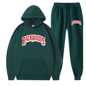 Tuta da uomo con cappuccio BACKWOODS Felpa con cappuccio e pantaloni a maniche lunghe autunno inverno Patchwork in due pezzi