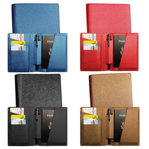 Держатели карт DHL50PCS Женщины PU Plain Multi -Function вставка для пера паспорта Cover Mix Color