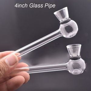 Double-Use Glass Oil Burner Pipe by Brand - 4  Handheld Smoking Tobacco Pipe with Dry Herb Bowl - Wholesale